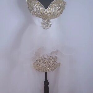 White Bedazzled High Low Dress
